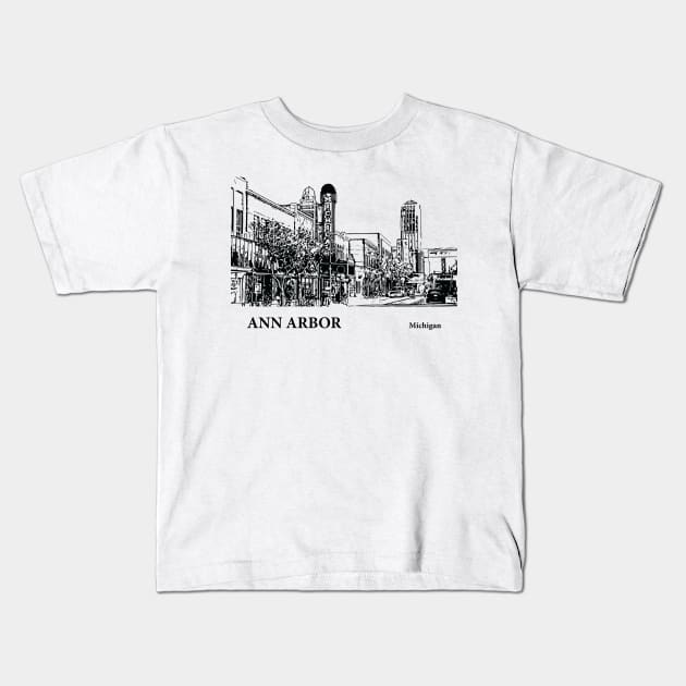 Ann Arbor Michigan Kids T-Shirt by Lakeric